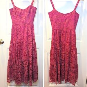 Dress the Population Pink Floral Lace Midi Sleeveless Sundress Size Small
